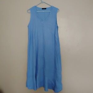 Francesca Bettini Dress Large Linen Italy Midi Ruffle Flounce Beach Lagenlook